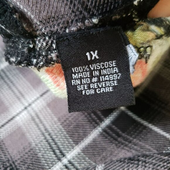 Tolani Collection Plaid Tunic Top Floral Print Back Button Up Sz Women's 1X Plus - Picture 11 of 12